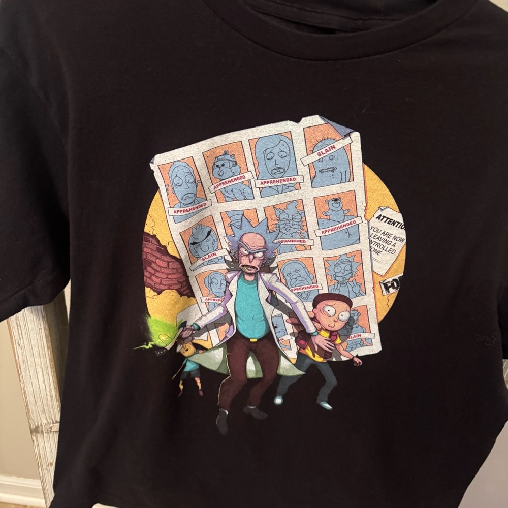 Rick and Morty by Ripple Junction Black Graphic T-Shirt Size Large‎